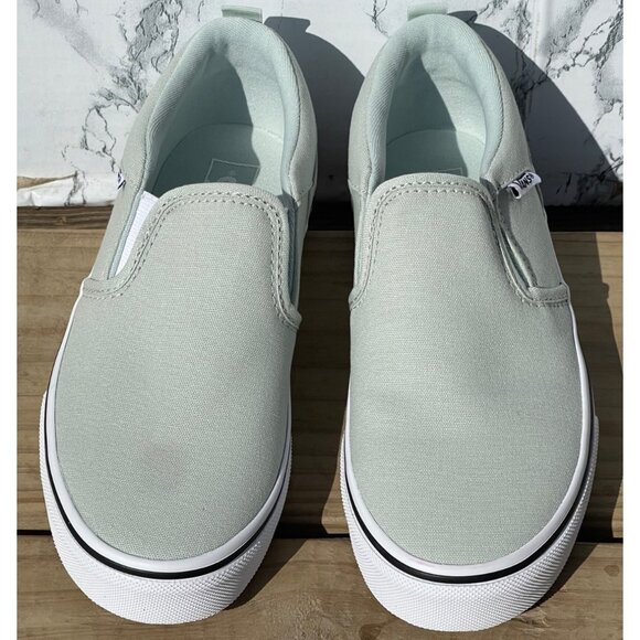 Vans Womens Size 5.5 US Classic Slip-On Sneakers In Light Green - Picture 2 of 8